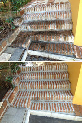 Limpieza de piedra de una escalera